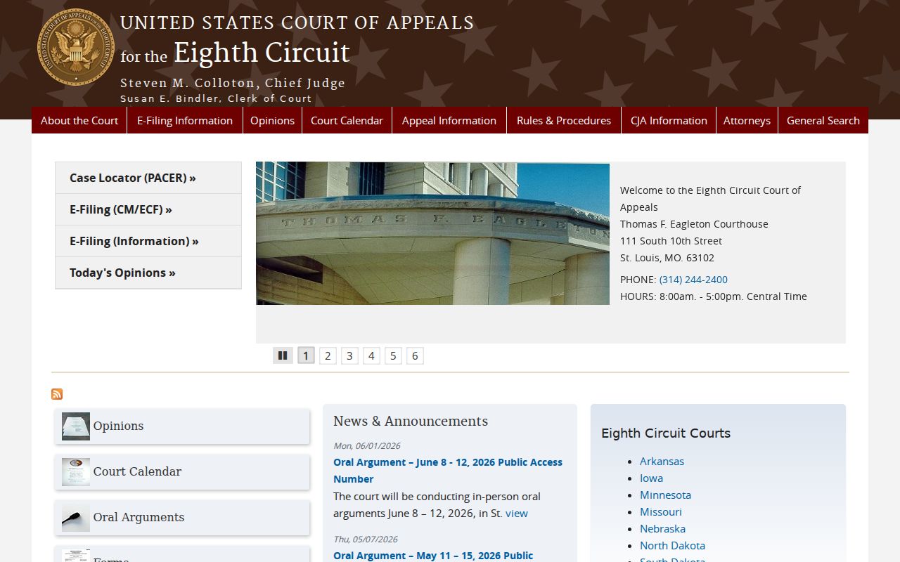 Eighth Circuit schedule separate from Jefferson County court calendar