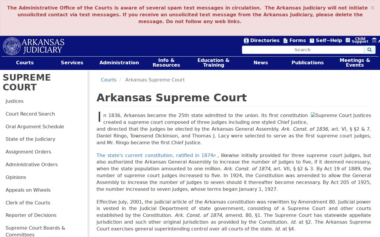 Arkansas Supreme Court calendar separate from Jefferson County court calendar