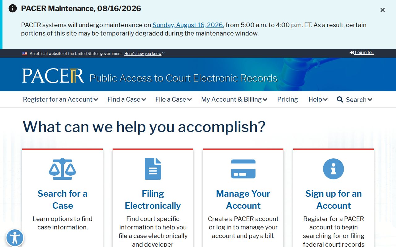 PACER federal court record search for Jefferson County federal matters