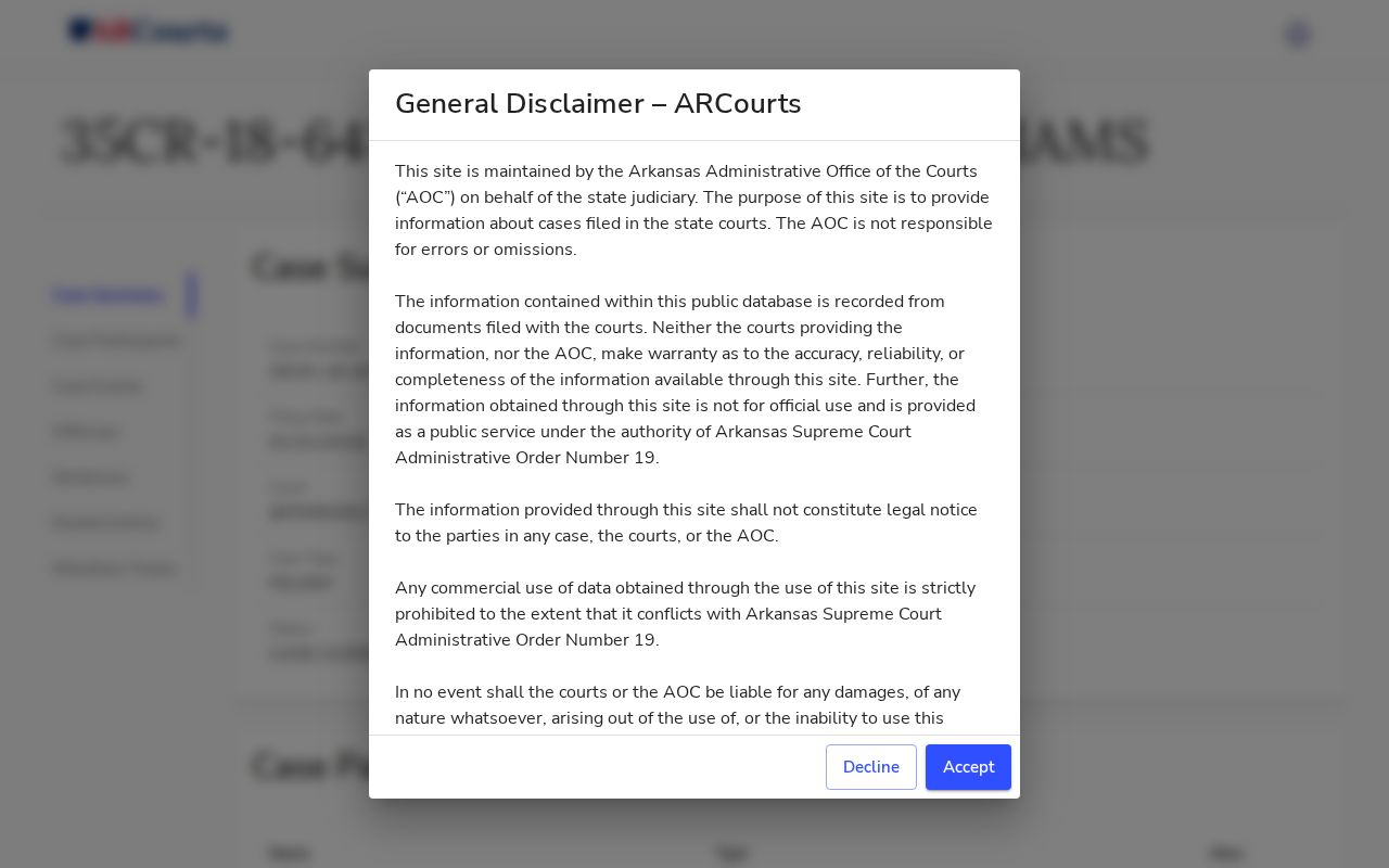 Jefferson County criminal docket sample in Search ARCourts