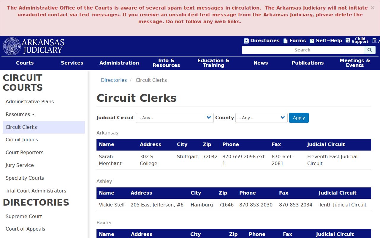 Jefferson County criminal docket clerk listing