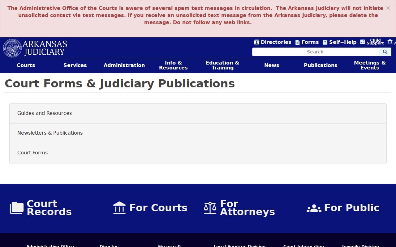 Arkansas court forms source relevant to Redfield court docket filings